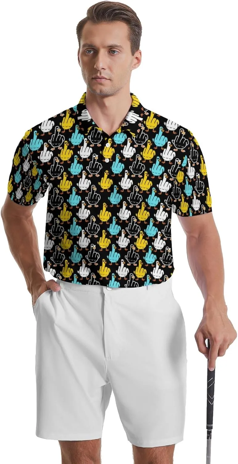 Mens Golf Shirts Shark Golf Polo Shirts for Men Short Sleeve Polo Shirts Golf Mens Polo
