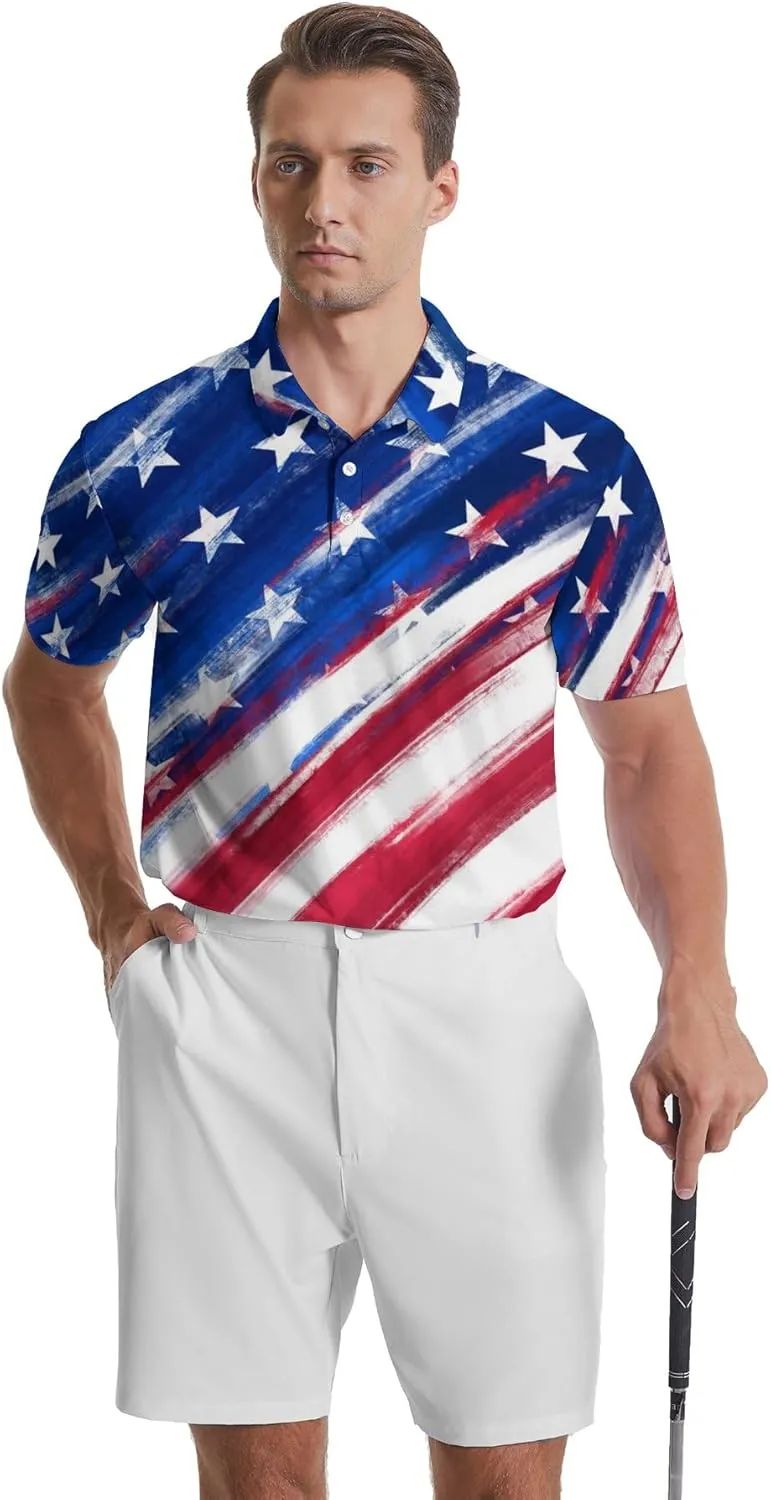 Mens Golf Shirts Shark Golf Polo Shirts for Men Short Sleeve Polo Shirts Golf Mens Polo