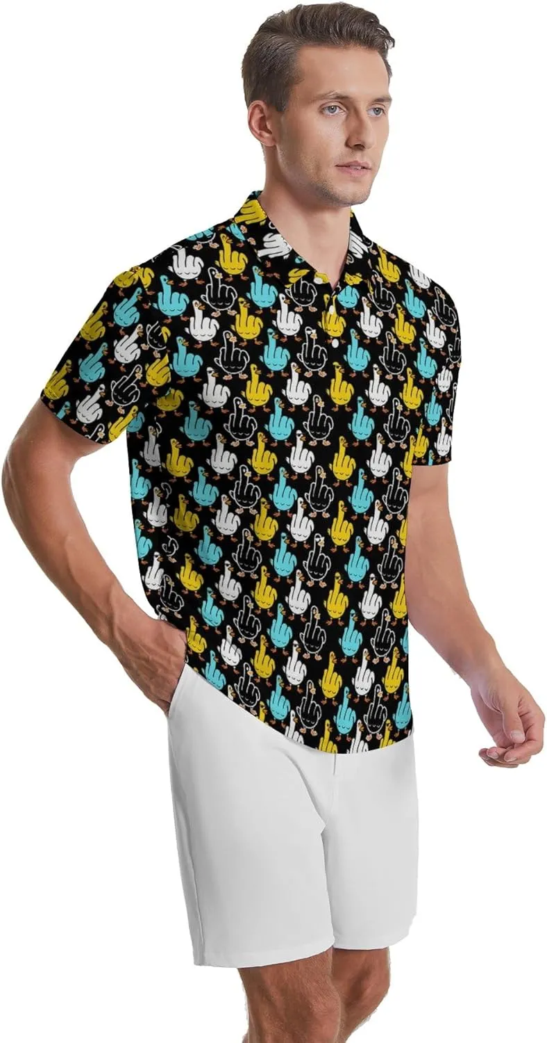 Mens Golf Shirts Shark Golf Polo Shirts for Men Short Sleeve Polo Shirts Golf Mens Polo