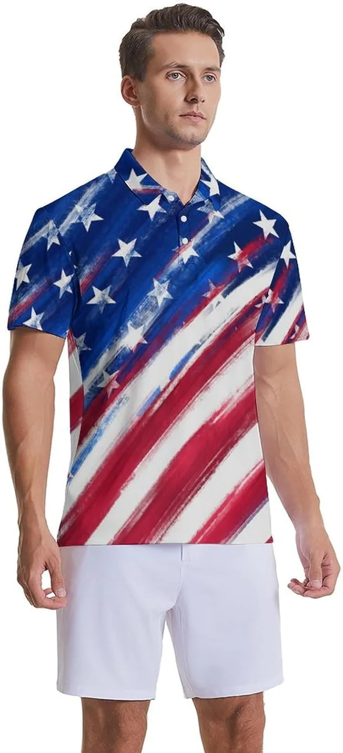 Mens Golf Shirts Shark Golf Polo Shirts for Men Short Sleeve Polo Shirts Golf Mens Polo
