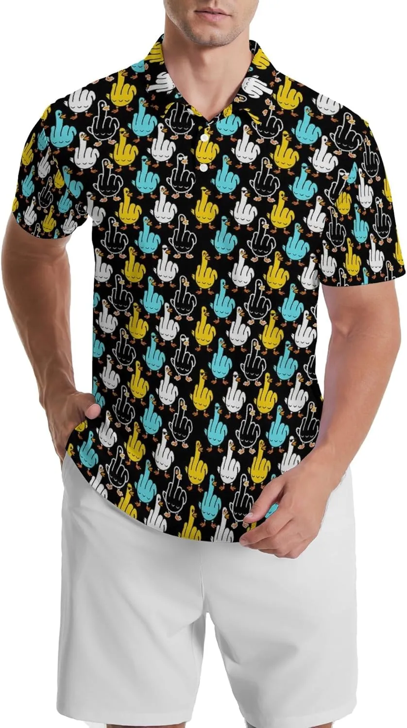 Mens Golf Shirts Shark Golf Polo Shirts for Men Short Sleeve Polo Shirts Golf Mens Polo