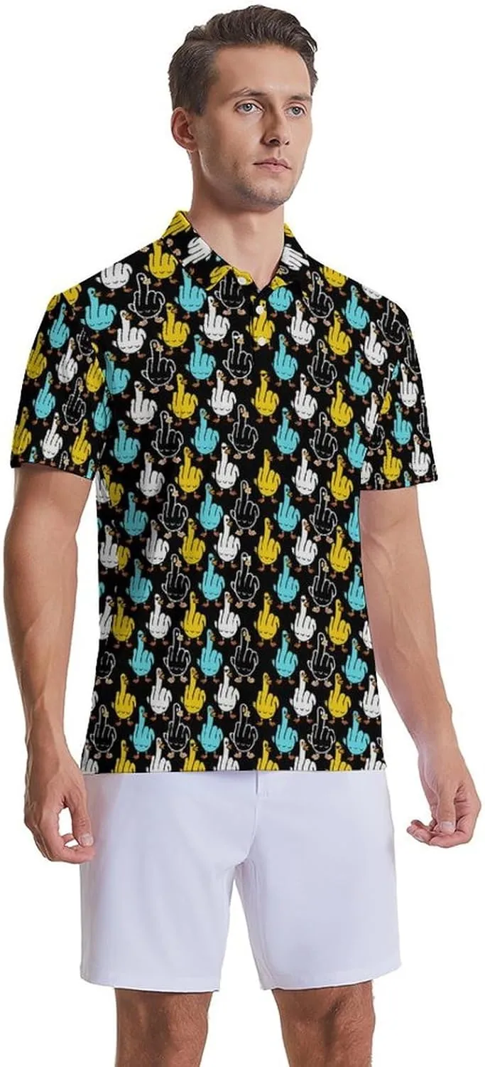 Mens Golf Shirts Shark Golf Polo Shirts for Men Short Sleeve Polo Shirts Golf Mens Polo