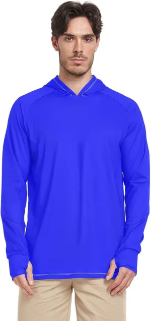 Mens Hoodie Sun Protection Long Sleeve Mens Sun Shirts UPF 50  Quick Dry Hooded Rashguard for Men Sunproof Shirts