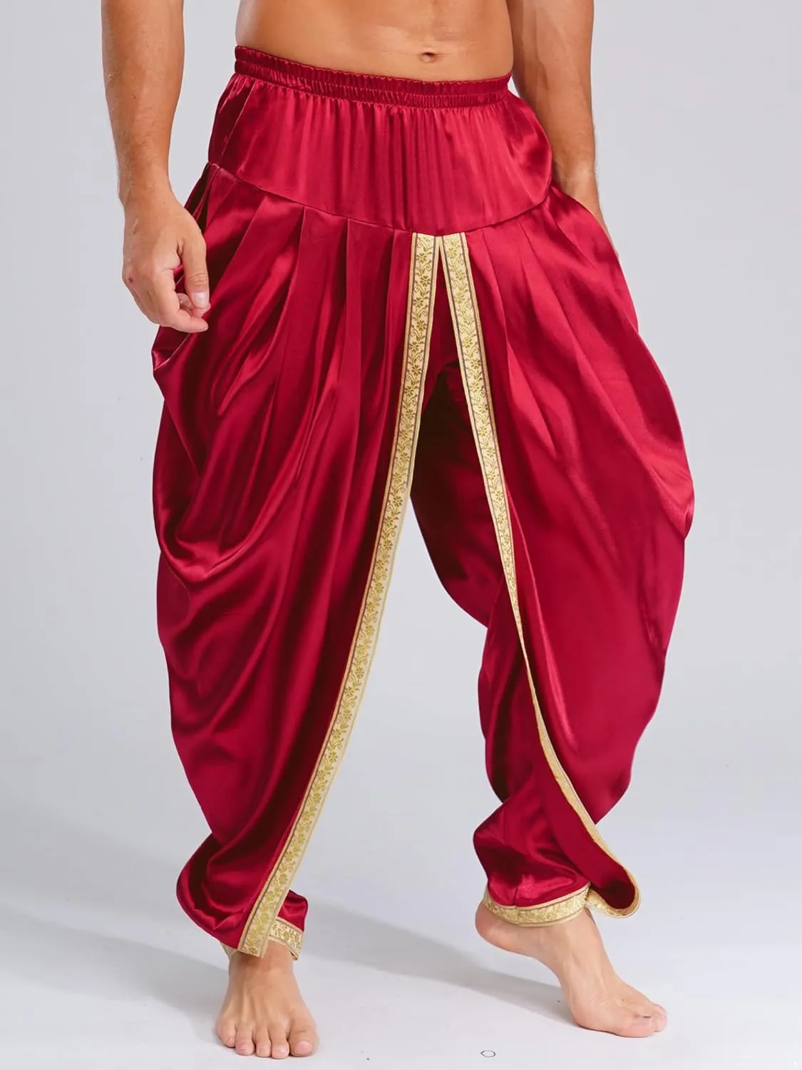 Men's Loose Fit Harem Pants Elastic Waistband Draped Casual Yoga Pants Pajama Bottoms