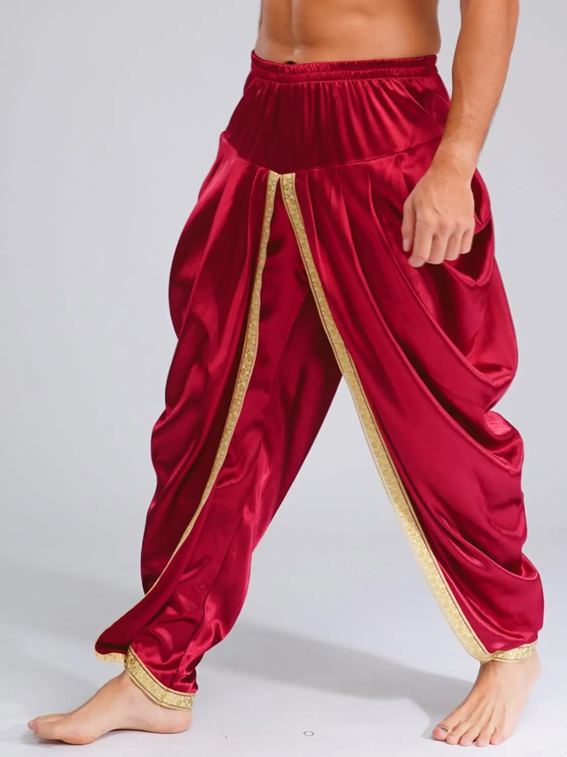 Men's Loose Fit Harem Pants Elastic Waistband Draped Casual Yoga Pants Pajama Bottoms