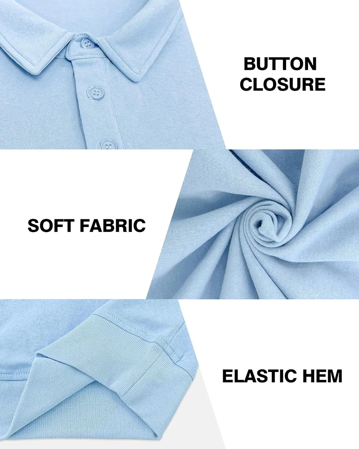 Men's Polo Shirts Short Sleeve Casual Banded Bottom Stretch Button Down Classic Golf Shirts Collared T-Shirt
