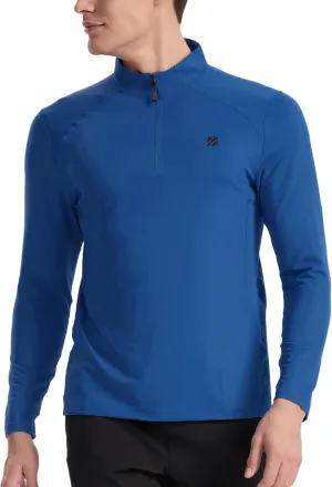 Mens Running Shirts Skinny Moisture Wicking Quarter Zip Pullover Workout Outdoor Sports Golf Pickleball Shirts for Men