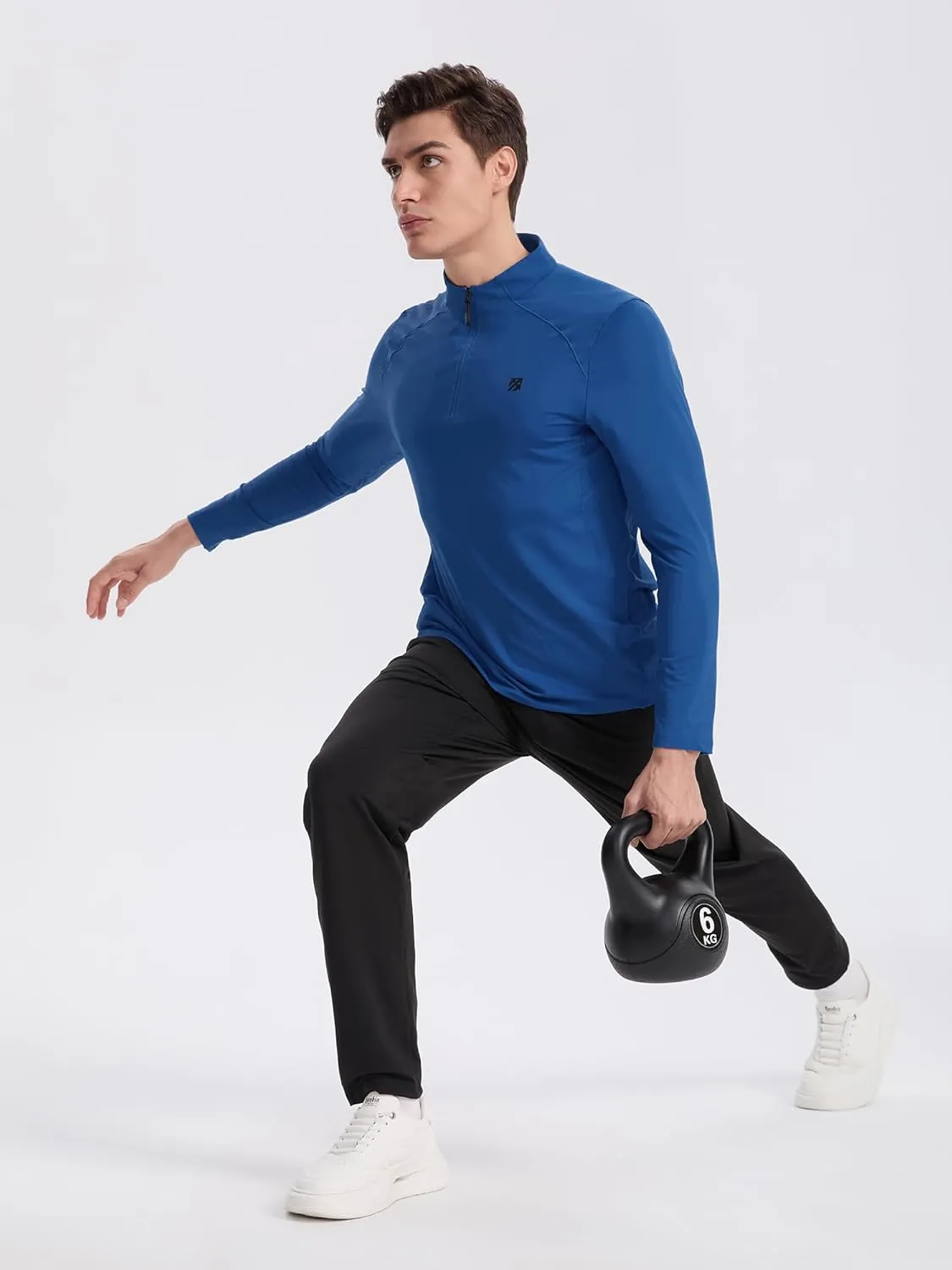 Mens Running Shirts Skinny Moisture Wicking Quarter Zip Pullover Workout Outdoor Sports Golf Pickleball Shirts for Men