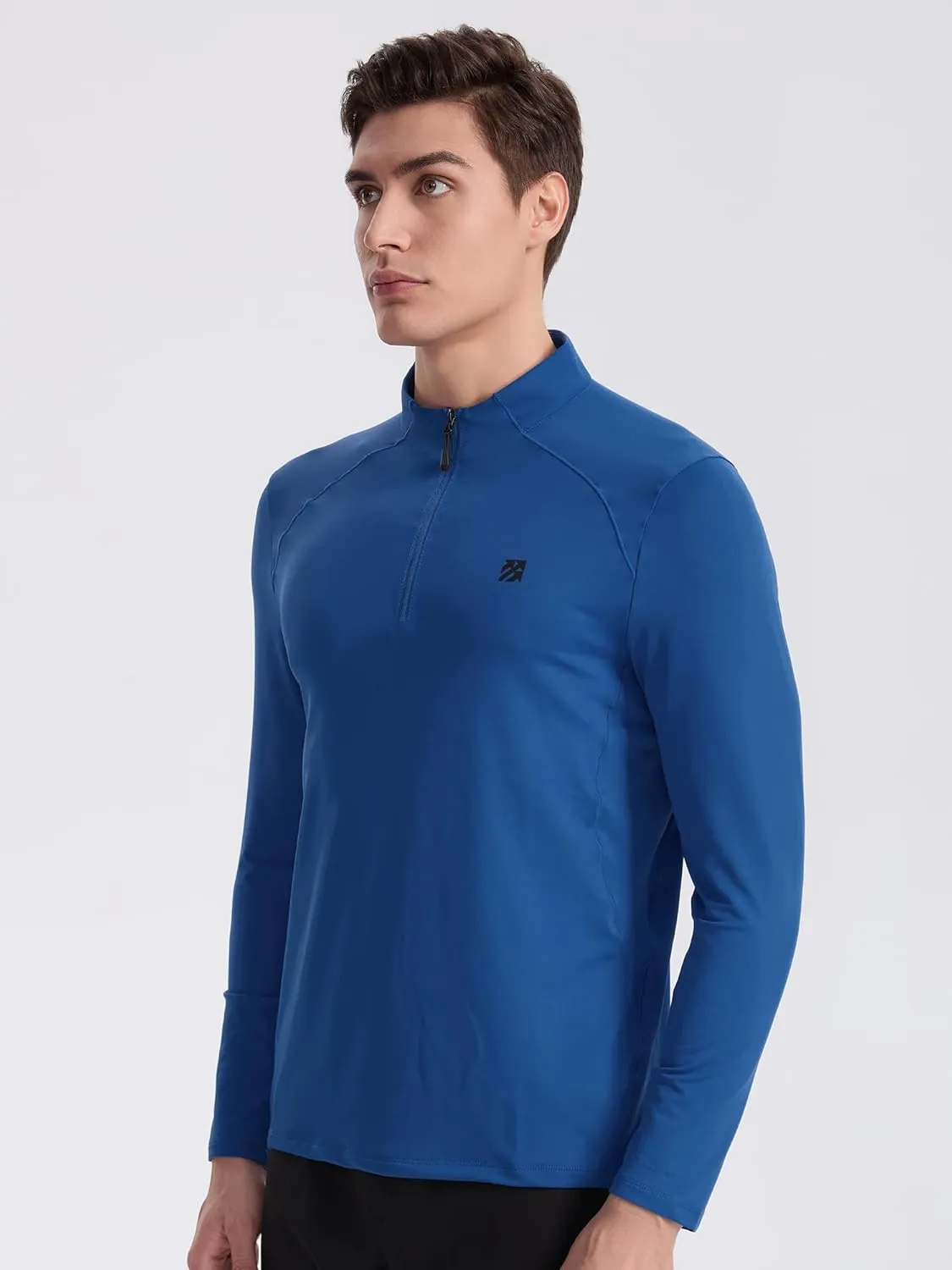 Mens Running Shirts Skinny Moisture Wicking Quarter Zip Pullover Workout Outdoor Sports Golf Pickleball Shirts for Men