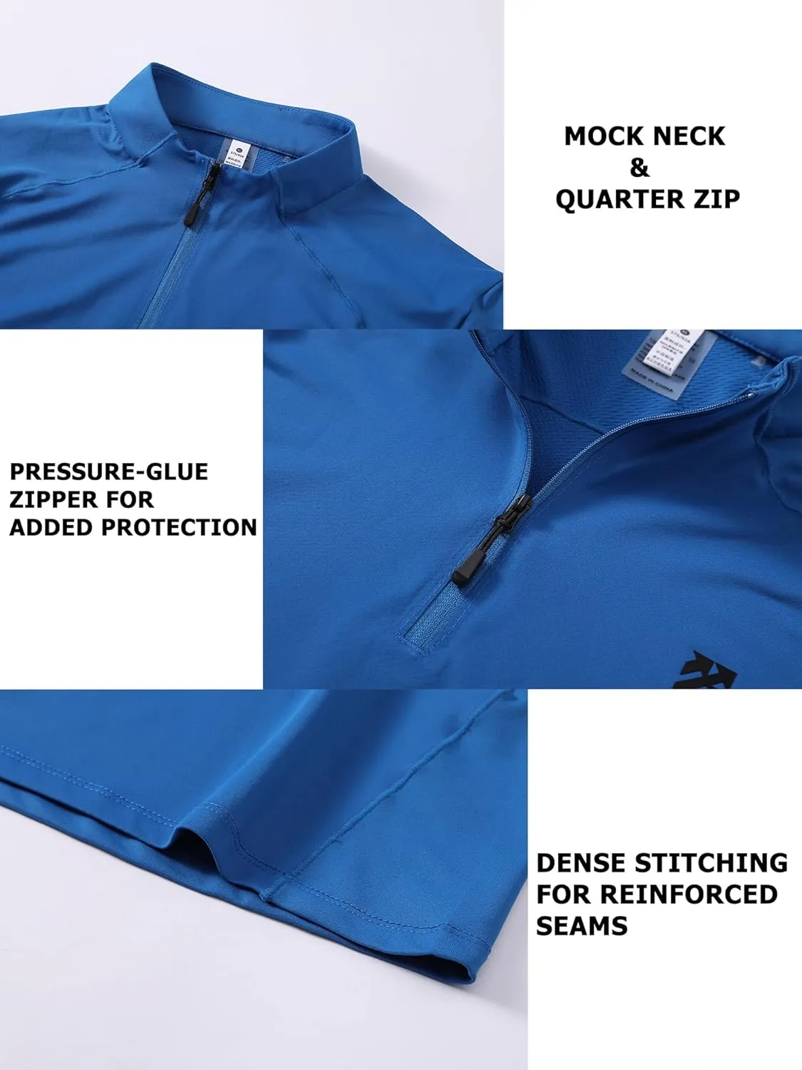 Mens Running Shirts Skinny Moisture Wicking Quarter Zip Pullover Workout Outdoor Sports Golf Pickleball Shirts for Men