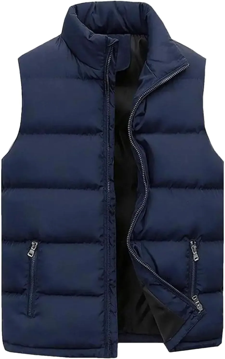 Men's Winter Puffer Vest Outerwear Casual Warm Sleeveless Jackets Cotton Padded Thicken Down Waistcoat