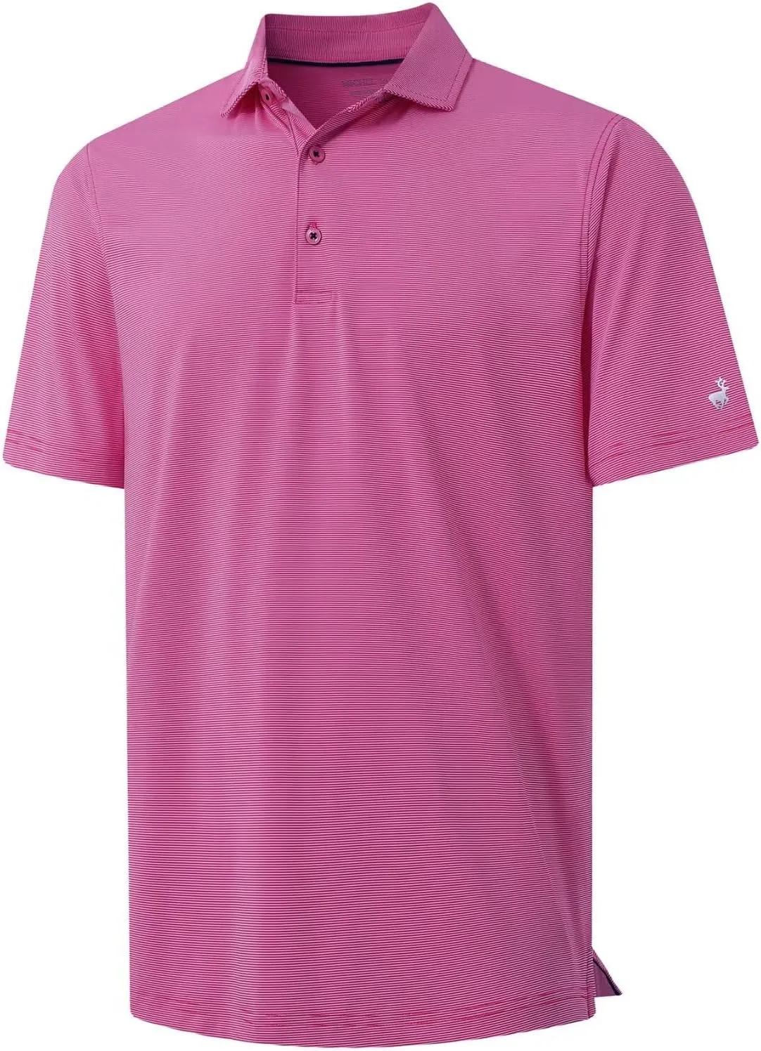 MICHEL ROUEN Golf Shirts for Men Short Sleeve Lightweight Quick Dry Pin Striped Casual Collared Polo Shirts