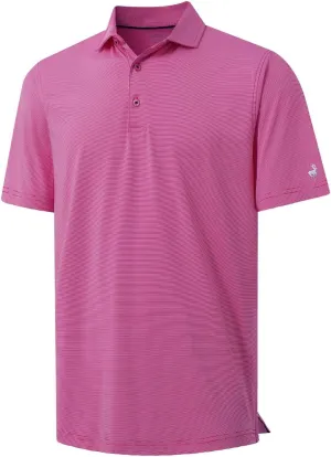 MICHEL ROUEN Golf Shirts for Men Short Sleeve Lightweight Quick Dry Pin Striped Casual Collared Polo Shirts