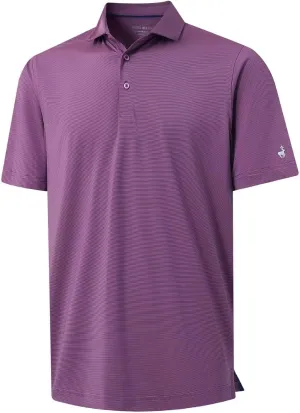 MICHEL ROUEN Golf Shirts for Men Short Sleeve Lightweight Quick Dry Pin Striped Casual Collared Polo Shirts