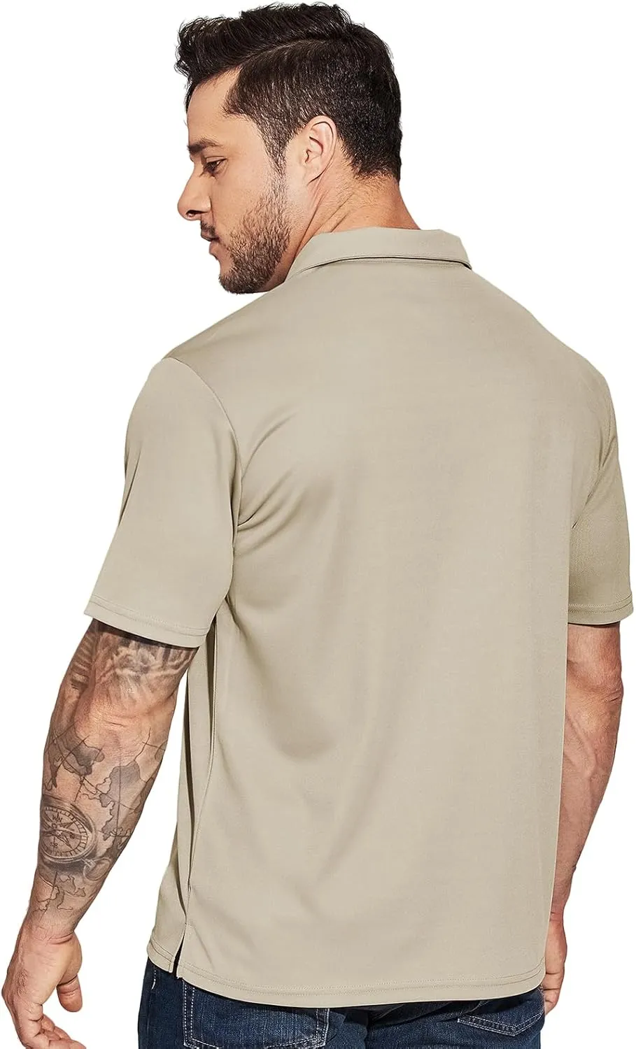 MIER Men's Quick Dry Polo Shirts Polyester Casual Collared Shirts Short Sleeve, Moisture-Wicking, Sun Protection