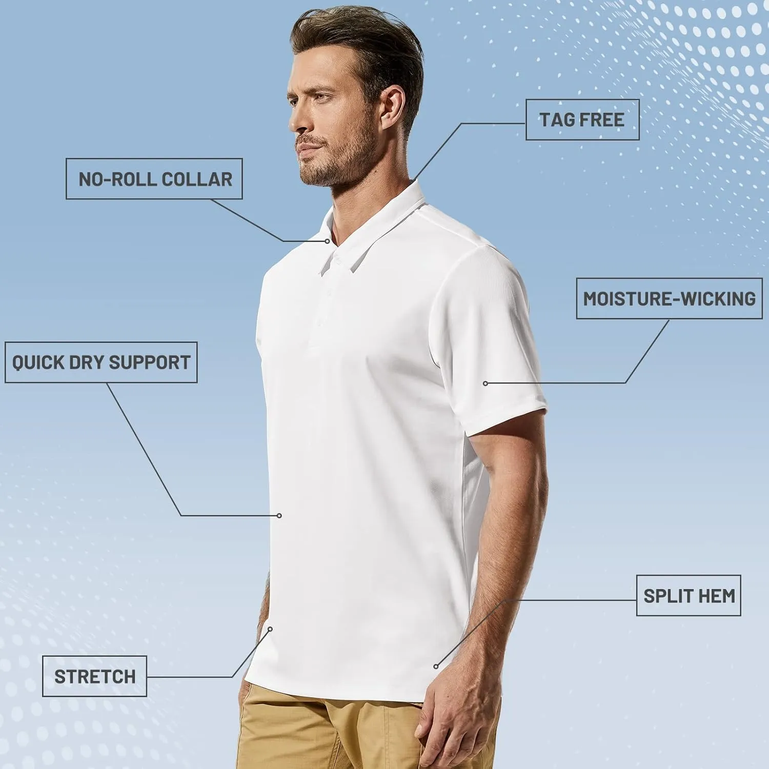 MIER Men's Quick Dry Polo Shirts Polyester Casual Collared Shirts Short Sleeve, Moisture-Wicking, Sun Protection