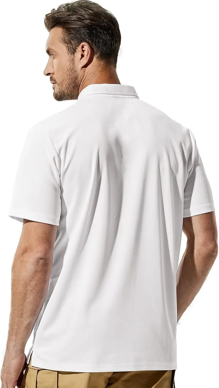 MIER Men's Quick Dry Polo Shirts Polyester Casual Collared Shirts Short Sleeve, Moisture-Wicking, Sun Protection