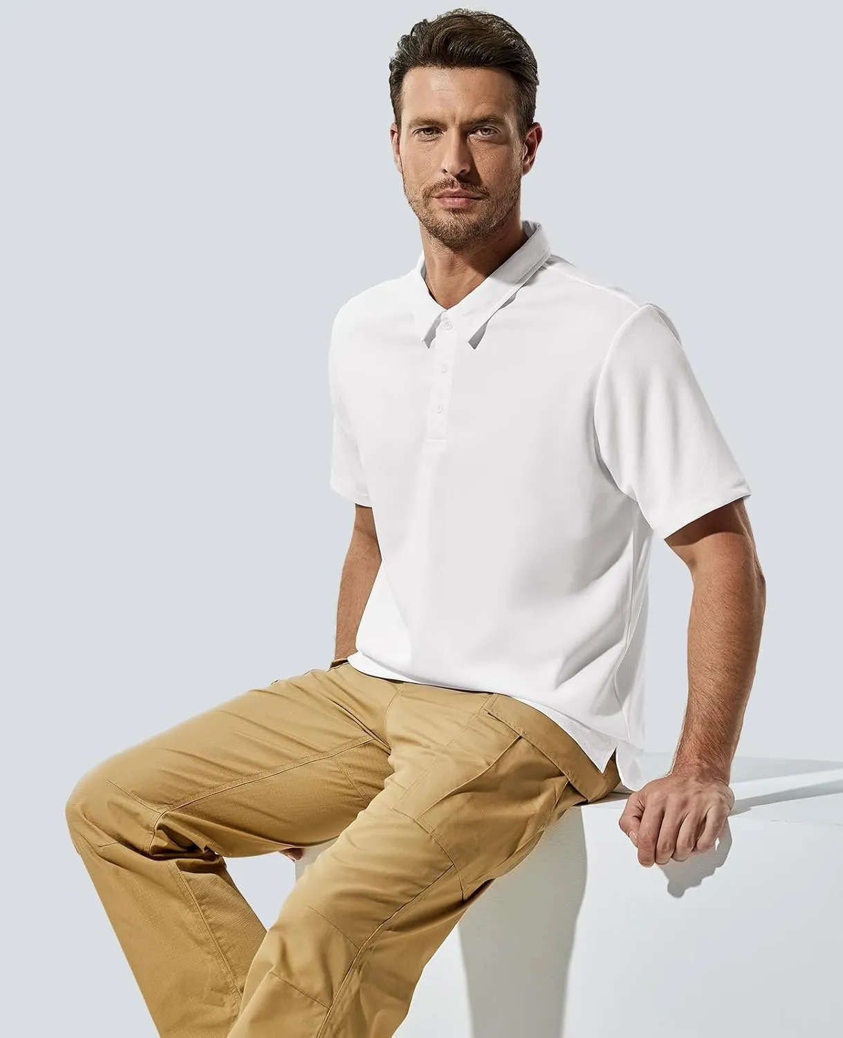 MIER Men's Quick Dry Polo Shirts Polyester Casual Collared Shirts Short Sleeve, Moisture-Wicking, Sun Protection