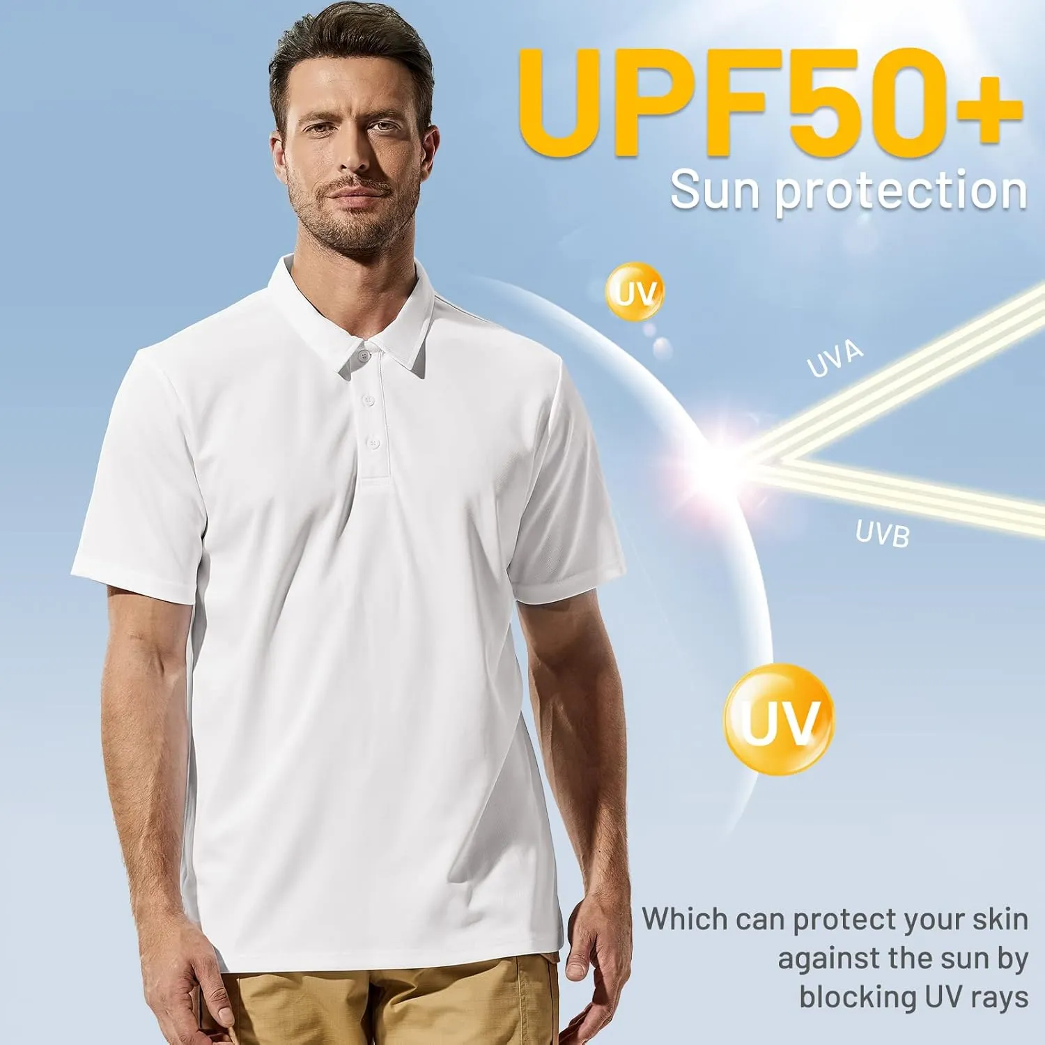 MIER Men's Quick Dry Polo Shirts Polyester Casual Collared Shirts Short Sleeve, Moisture-Wicking, Sun Protection