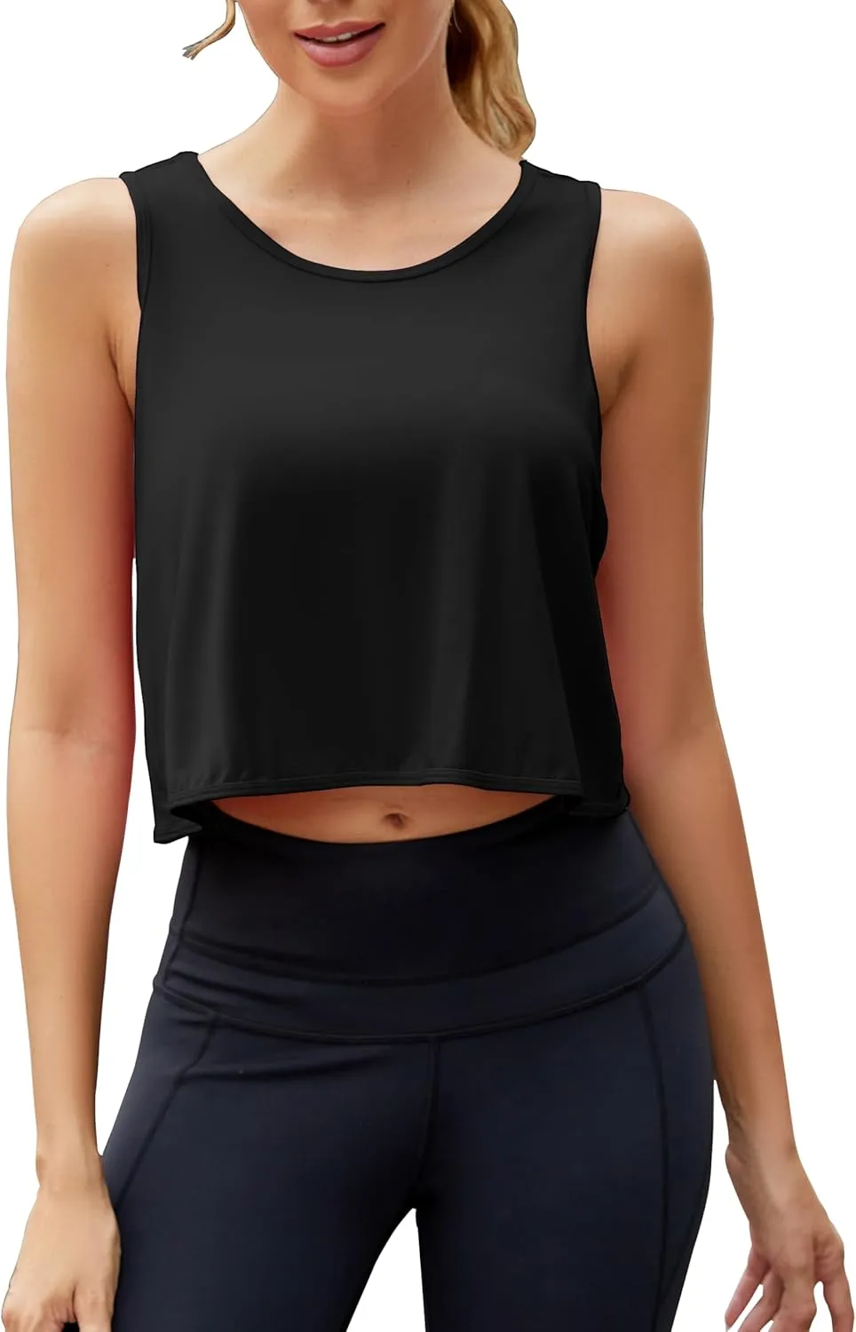 Mippo Workout Tops for Women Open Back Athletic Gym Yoga Tank Tops Loose Fit