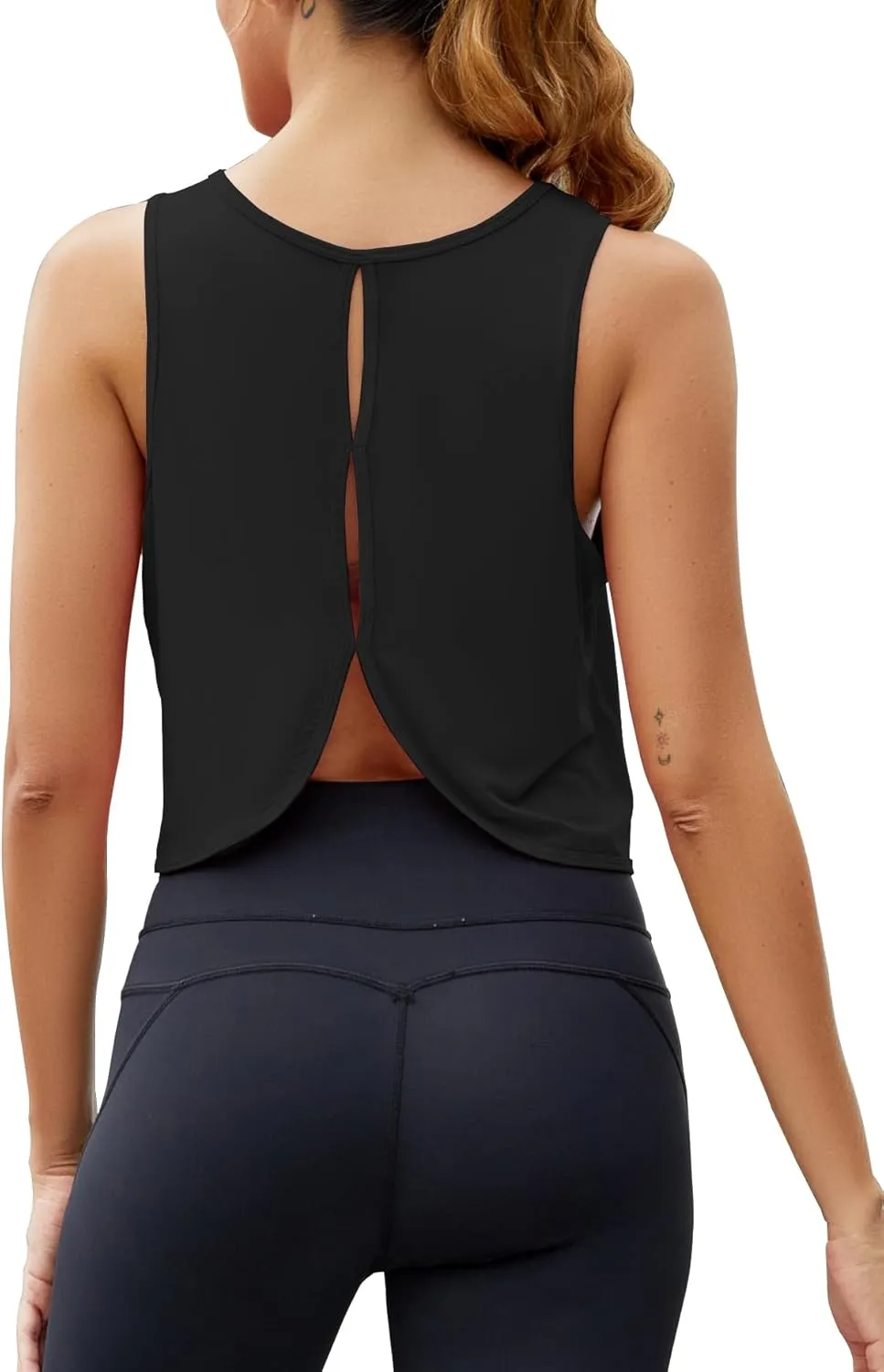 Mippo Workout Tops for Women Open Back Athletic Gym Yoga Tank Tops Loose Fit