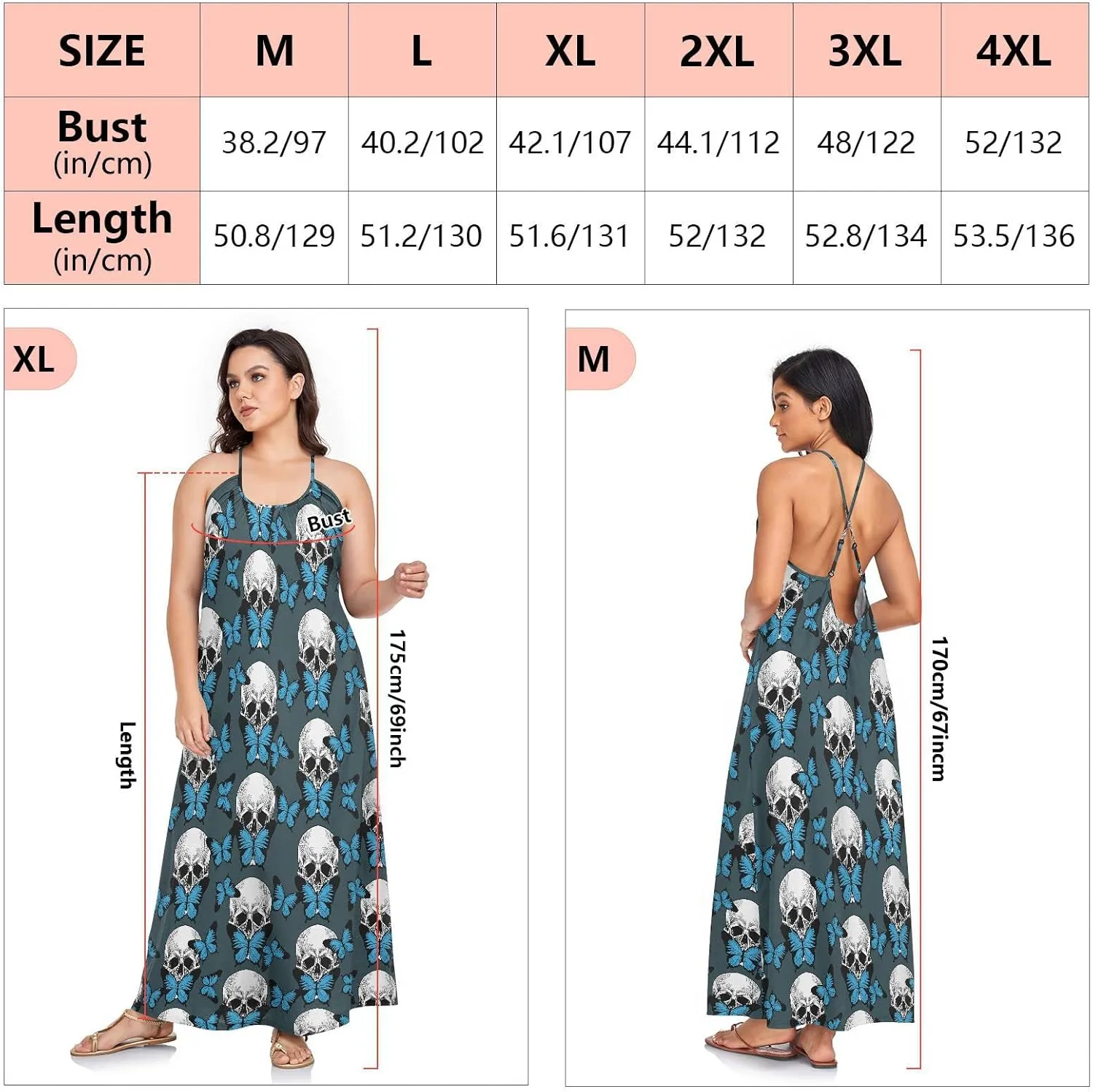 MNSRUU Women Dresses Funny Skulls Sexy Dresses Summer Beach Slip Dresses