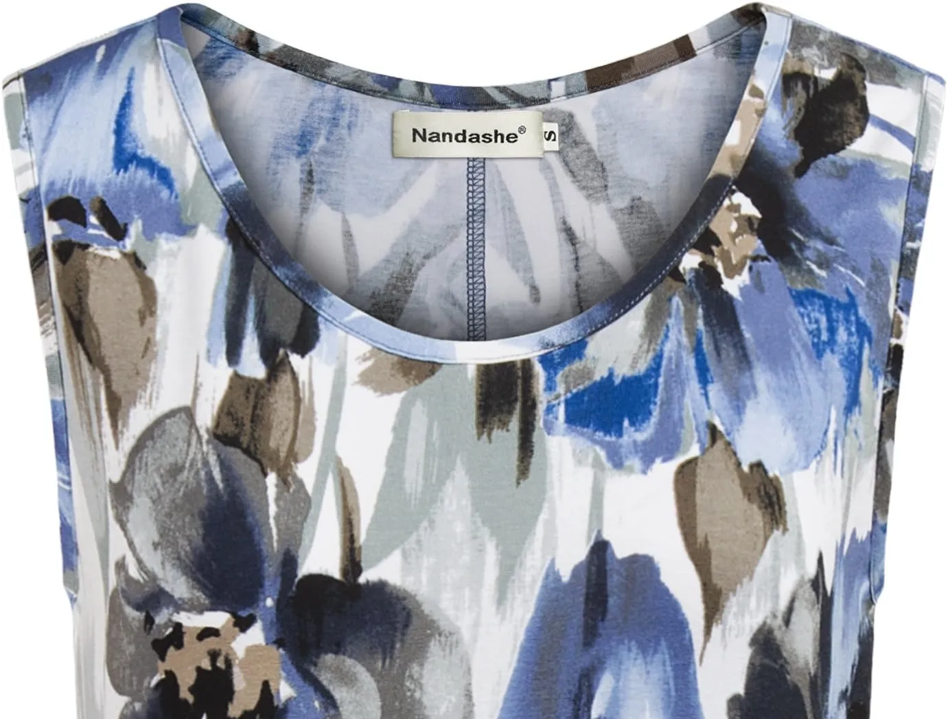 Nandashe Womens Summer Floral Tunic Tank Tops Casual Loose Sleeveless Dressy Blouses