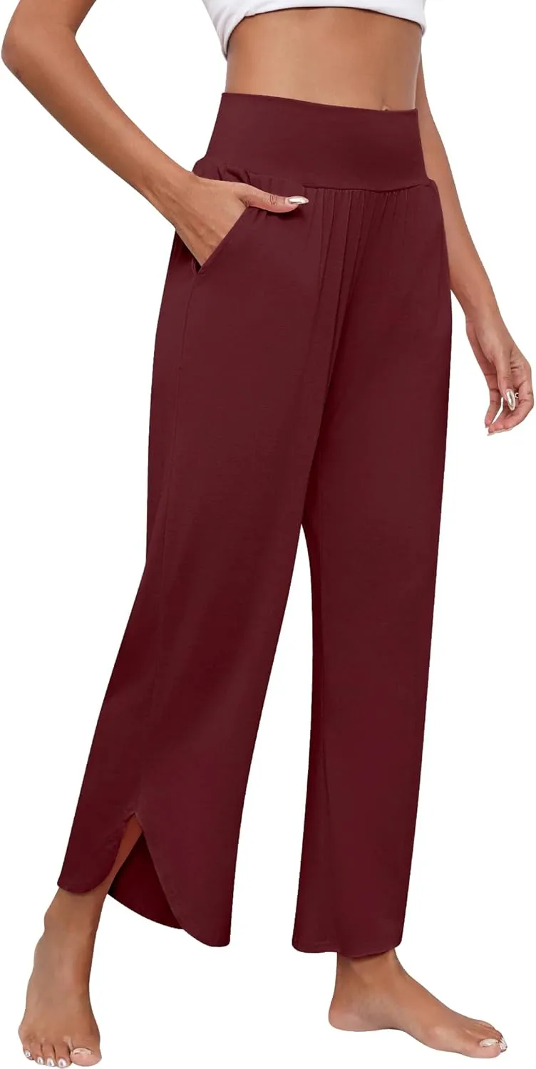 Neer 3 Pcs Women's Wide Leg Yoga Pant High Waisted Casual Loose Comfy Sweatpants Lounge Workout Joggers for Women with Pocket