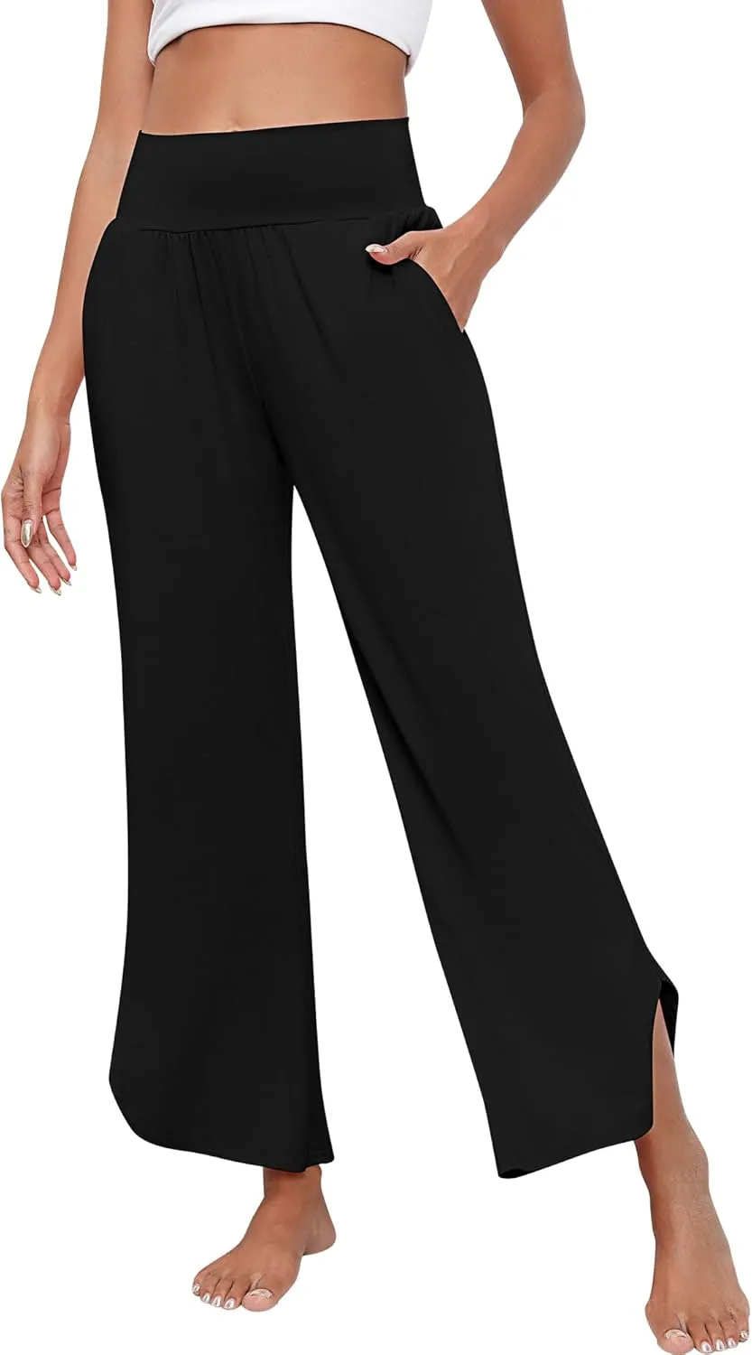 Neer 3 Pcs Women's Wide Leg Yoga Pant High Waisted Casual Loose Comfy Sweatpants Lounge Workout Joggers for Women with Pocket