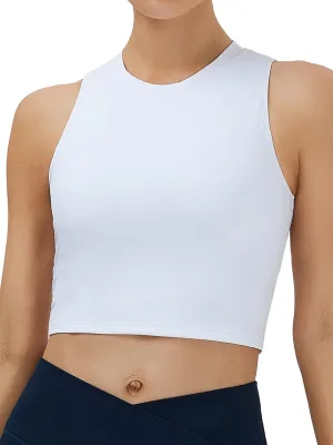 NEOSAN Womens Sport Bras High Neck Removable Padded Yoga Crop Tops Longline Workout Tank Tops