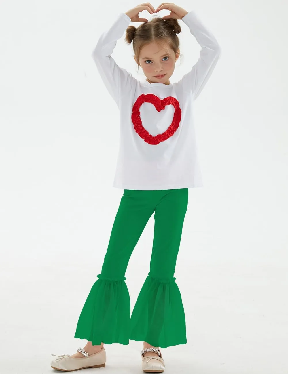 Noomelfish Girls Ruffle Leggings Tulle Bell Bottoms Flare Pants Trousers (3-10 Years)