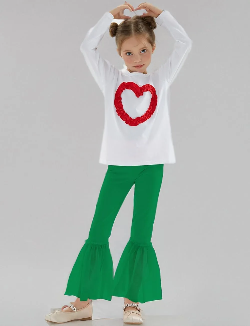 Noomelfish Girls Ruffle Leggings Tulle Bell Bottoms Flare Pants Trousers (3-10 Years)