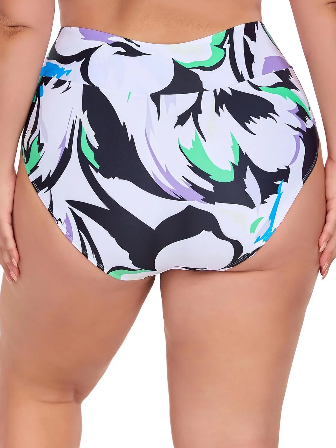 Ocean Blues Women's Plus Size High Waisted Bikini Bottom Full Coverage Swim Bottom
