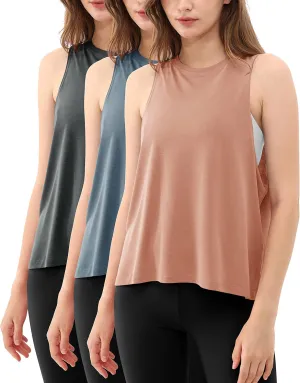 ODODOS 3-Pack Loose Tank Tops for Women Sleeveless Gym Athletic Workout Tops Yoga Shirts