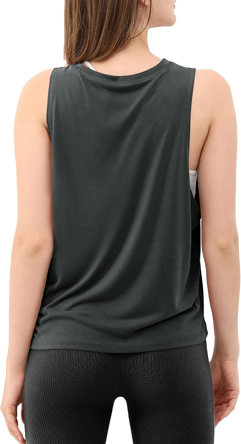 ODODOS 3-Pack Loose Tank Tops for Women Sleeveless Gym Athletic Workout Tops Yoga Shirts
