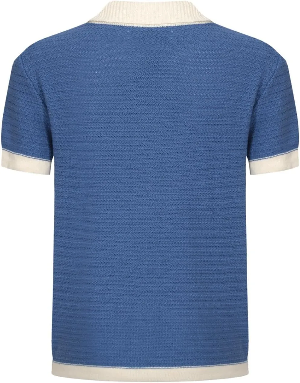 OXKNIT Mens Knit Polo Shirts Vintage Short Sleeve Golf Shirts Textured Retro Poloshirt White V-Neck
