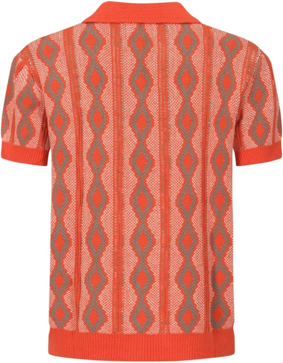 OXKNIT Men's Polo Shirts 60s Vintage Shirts Knitted Retro Polo Shirts Short Sleeve V-Neck Summer Shirt
