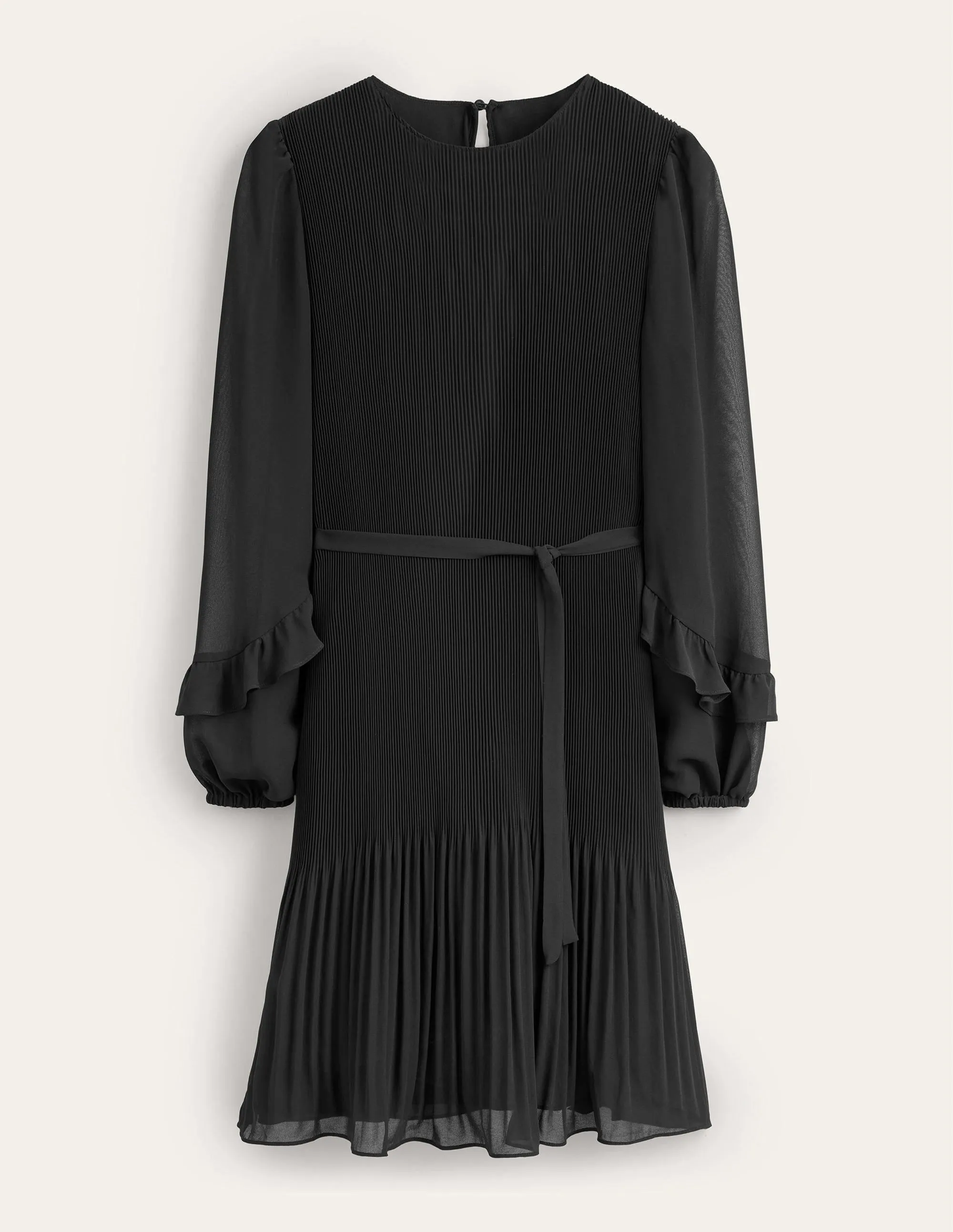 Plisse Mini Dress-Black