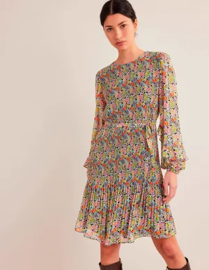 Plisse Mini Dress-Multi, Carnation Garden