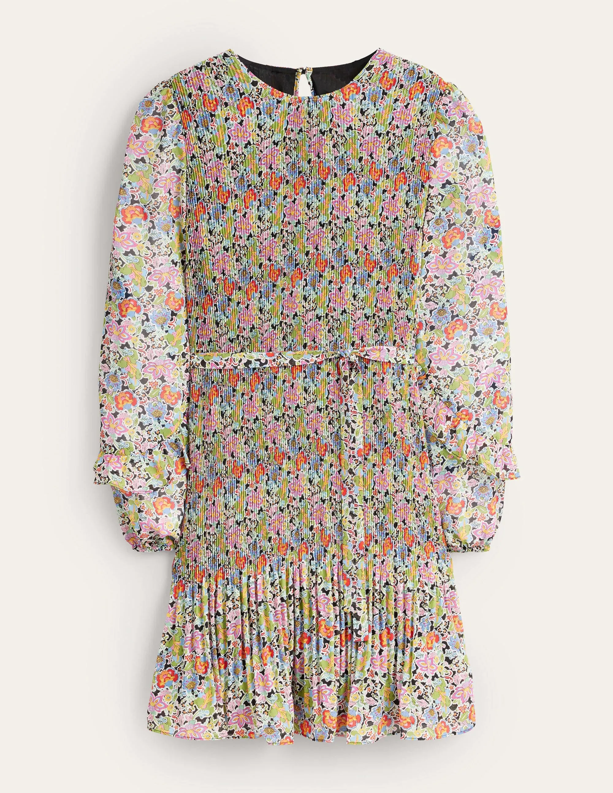 Plisse Mini Dress-Multi, Carnation Garden