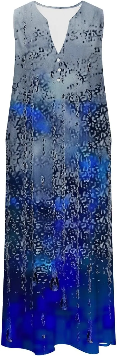 Plus Size Dresses Women's Vintage Boho Print Tank Sundress Sleeveless Trendy Fashion Elegant Casual Loose Beach Dress