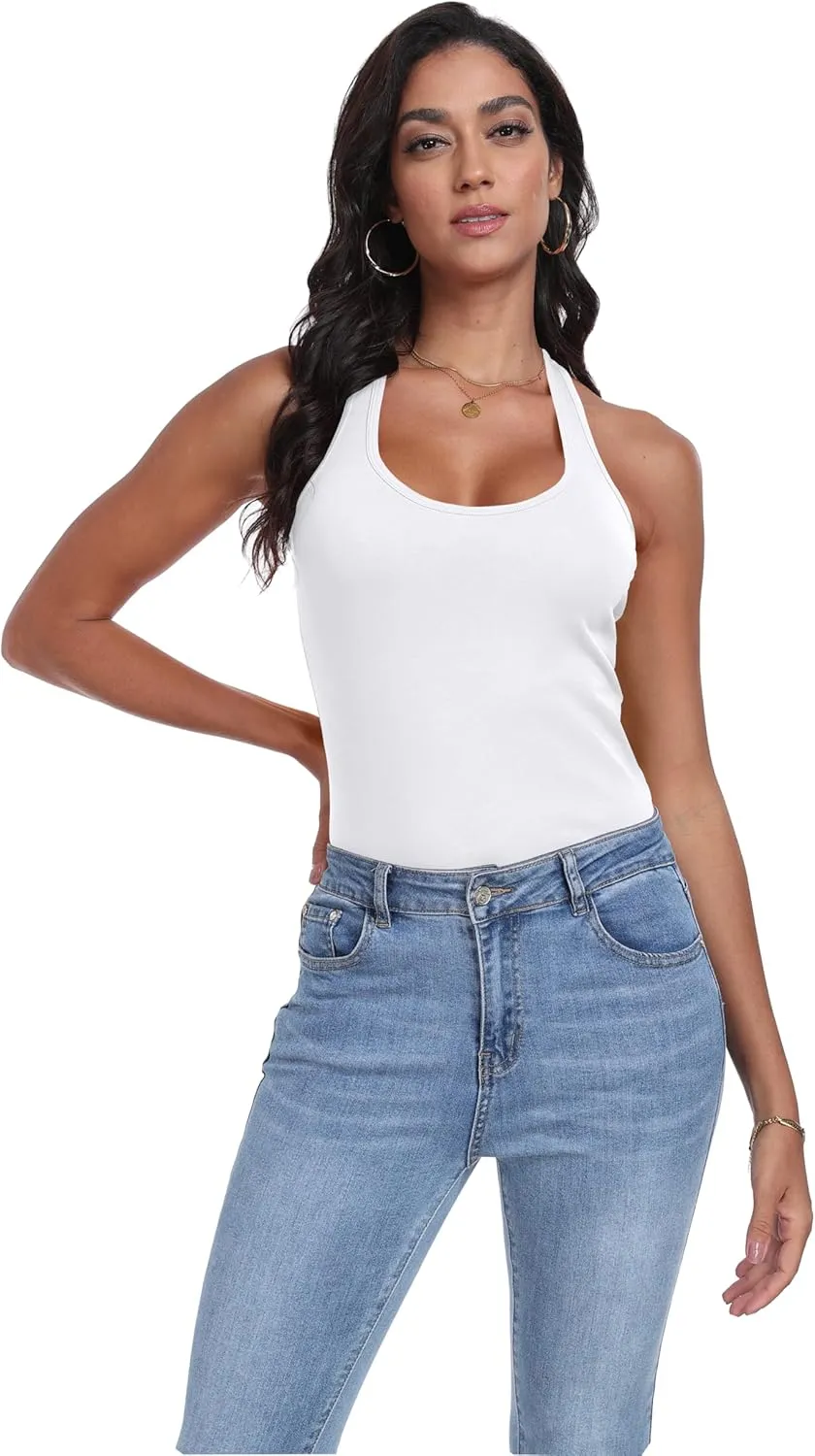Racerback Tank Tops for Women Cotton Long Camisoles Gym Workout Undershirt Yoga 3 Packs