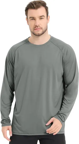 Rash Guard Shirts for Men Long Sleeve Sun Protection Shirts Outdoor Regular Fit Swim Shirt Quick Dry