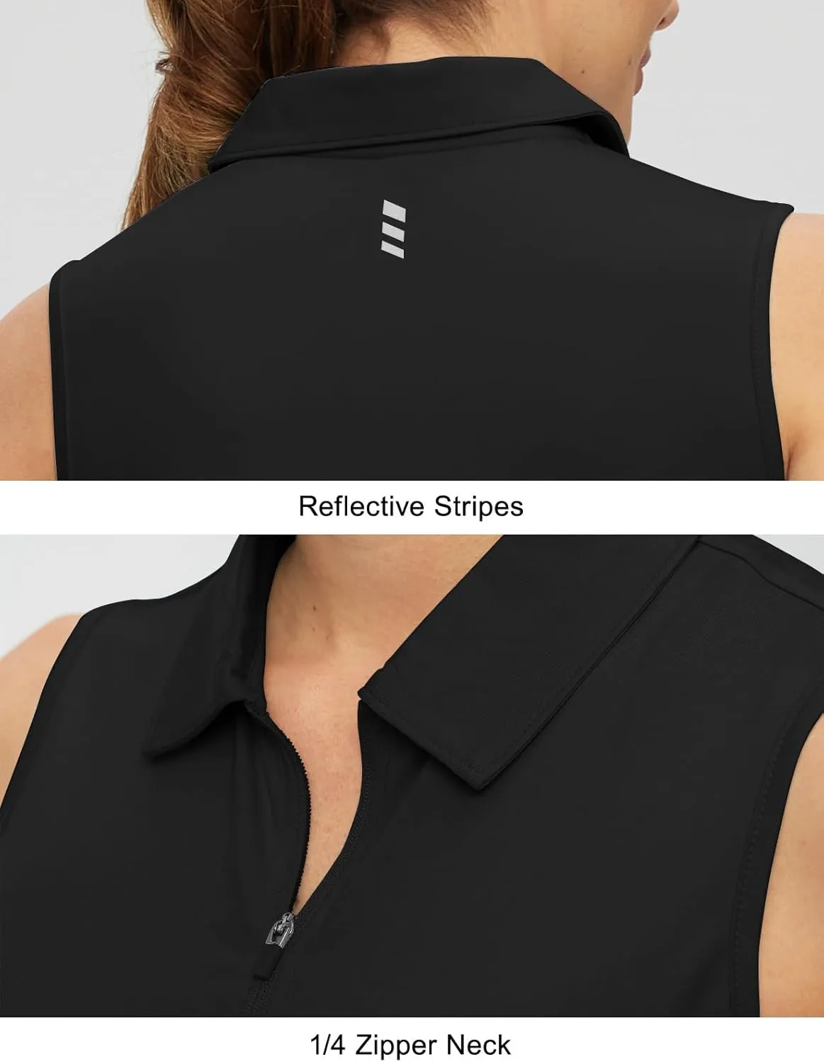 Rdruko Women's Golf Shirts Sleeveless Tank Zip Up Shirts for Ladies Quick Dry Tennis Polo Tops