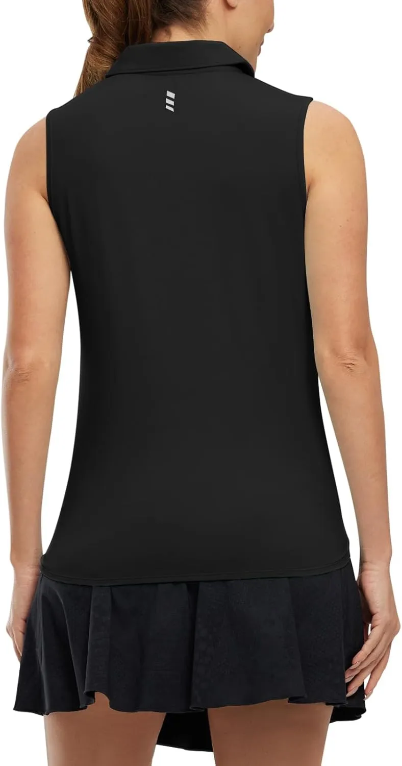 Rdruko Women's Golf Shirts Sleeveless Tank Zip Up Shirts for Ladies Quick Dry Tennis Polo Tops