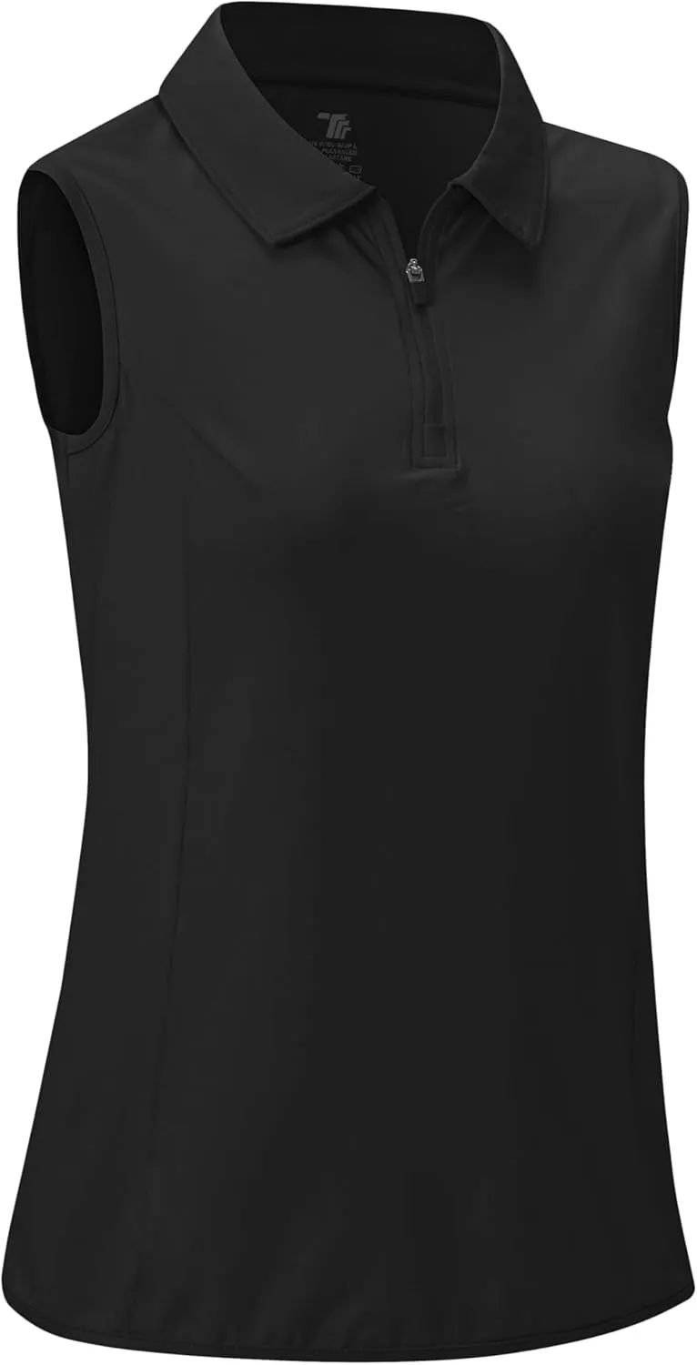 Rdruko Women's Golf Shirts Sleeveless Tank Zip Up Shirts for Ladies Quick Dry Tennis Polo Tops
