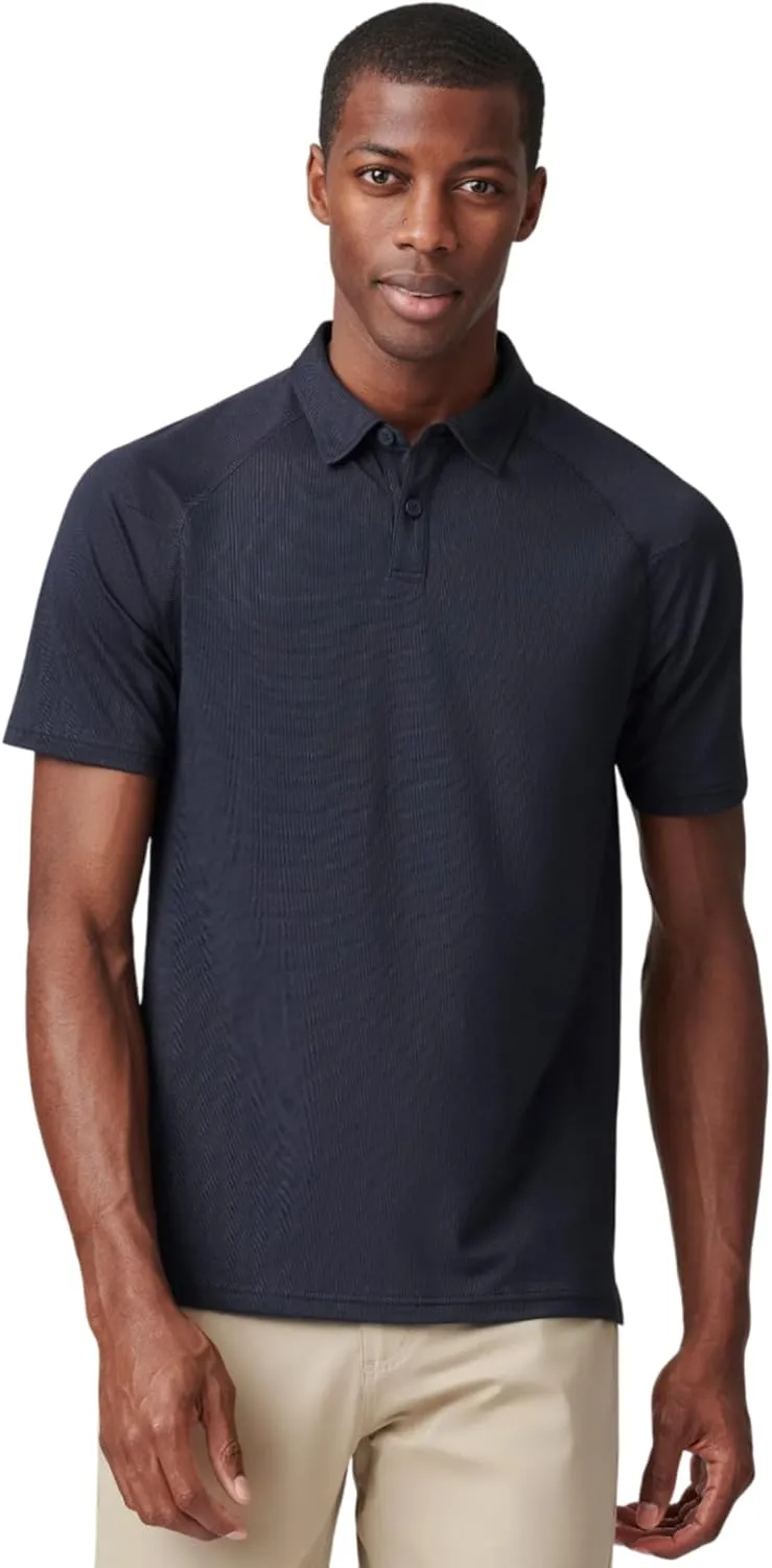 Rhone Delta Pique Mens Polo, Golf Shirts for Men, Anti Odor, Moisture Wicking Lightweight Polo Shirts