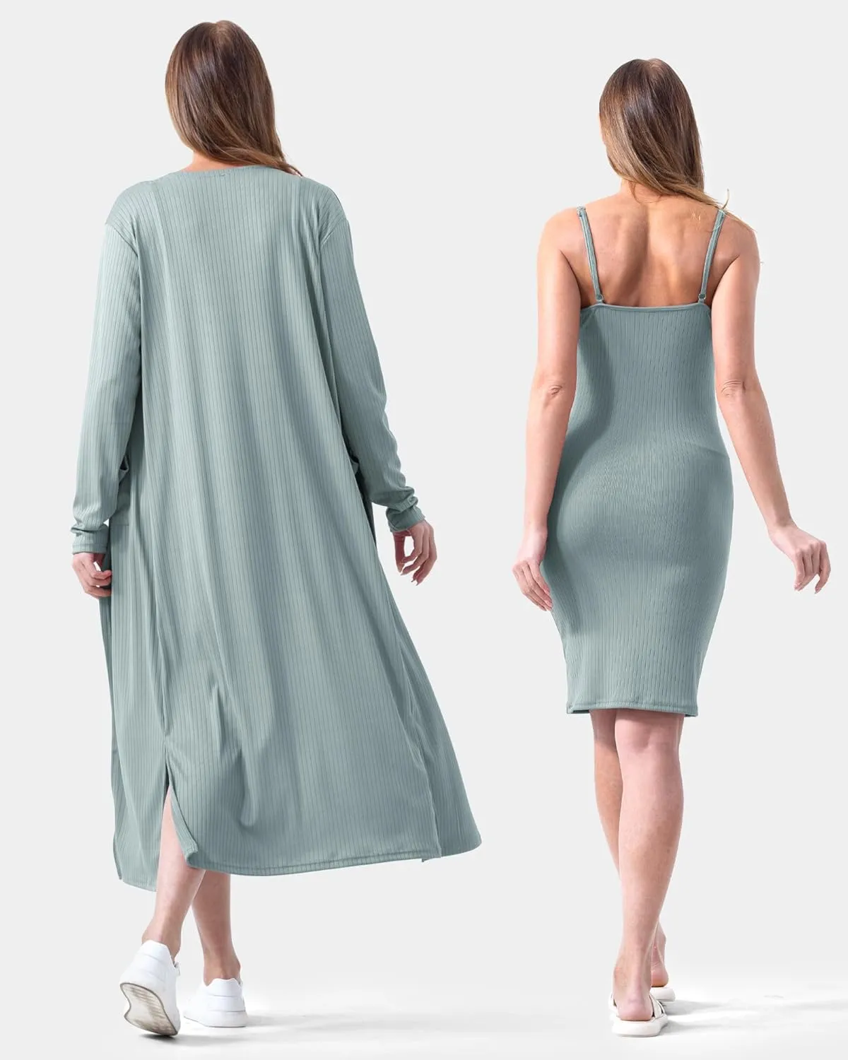 Rnxrbb 2 Piece Fall Adjustable Maternity Dress Cardigan Bodycon Long Sleeve Maternity Dresses Baby Shower Wedding Guest