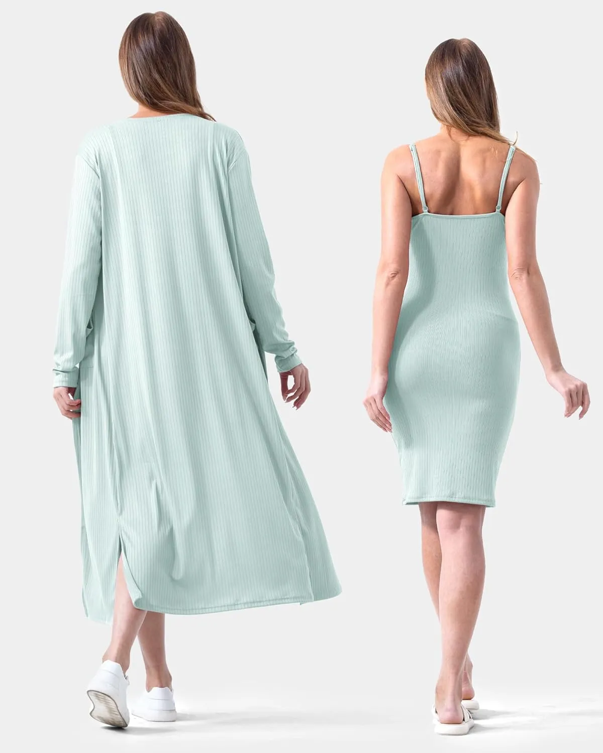 Rnxrbb 2 Piece Fall Adjustable Maternity Dress Cardigan Bodycon Long Sleeve Maternity Dresses Baby Shower Wedding Guest