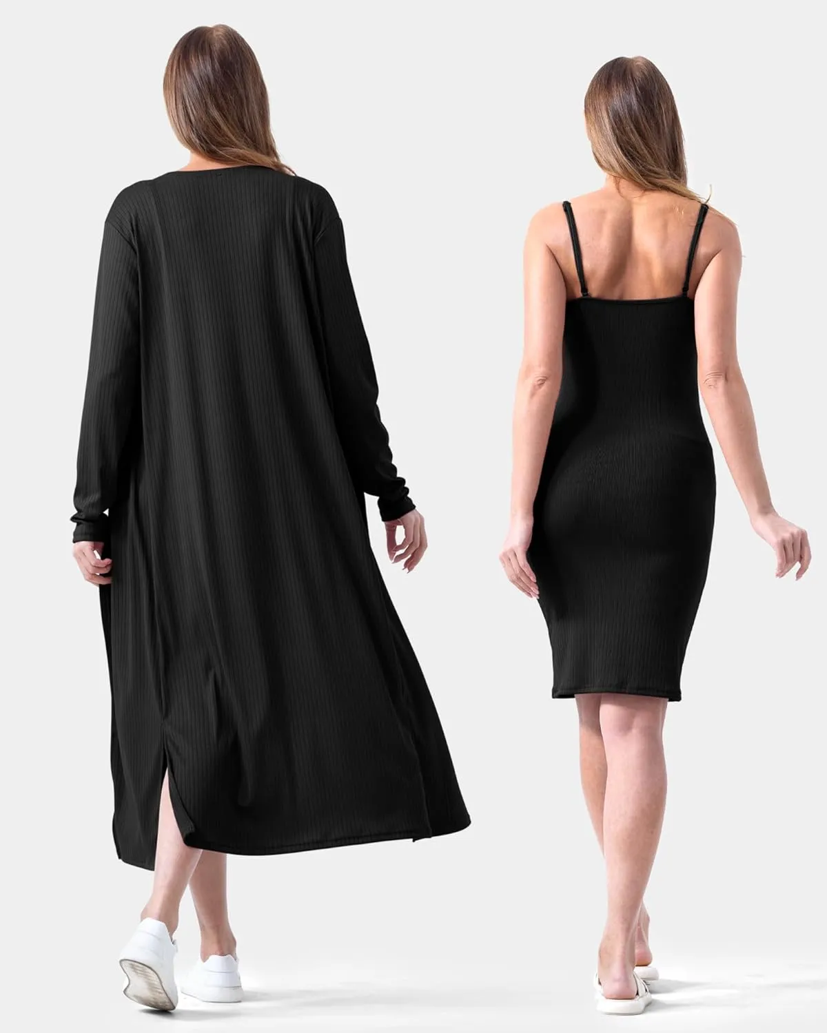 Rnxrbb 2 Piece Fall Adjustable Maternity Dress Cardigan Bodycon Long Sleeve Maternity Dresses Baby Shower Wedding Guest